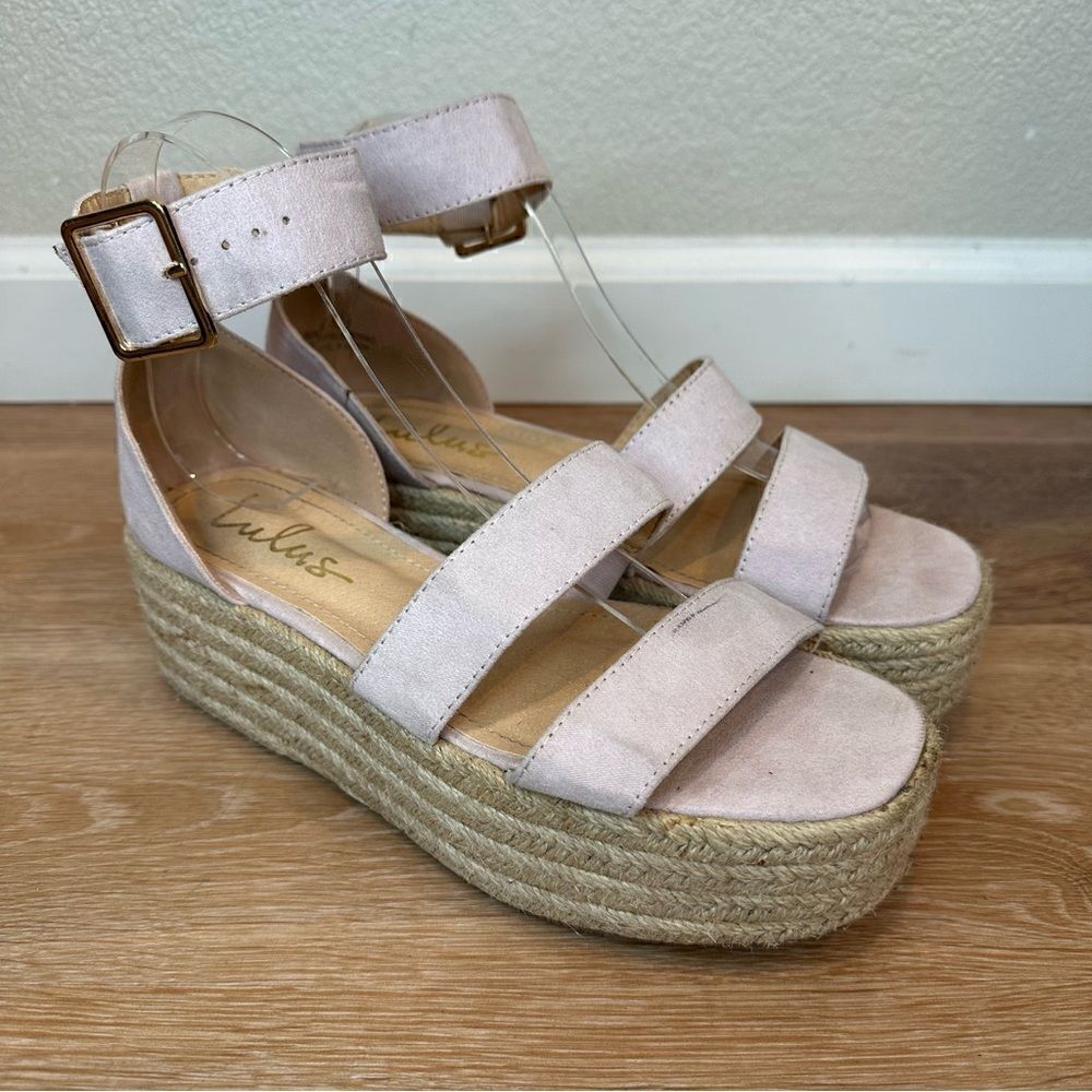 Lulus Suede Powder Blush Espadrille Sandals, Size 8.5